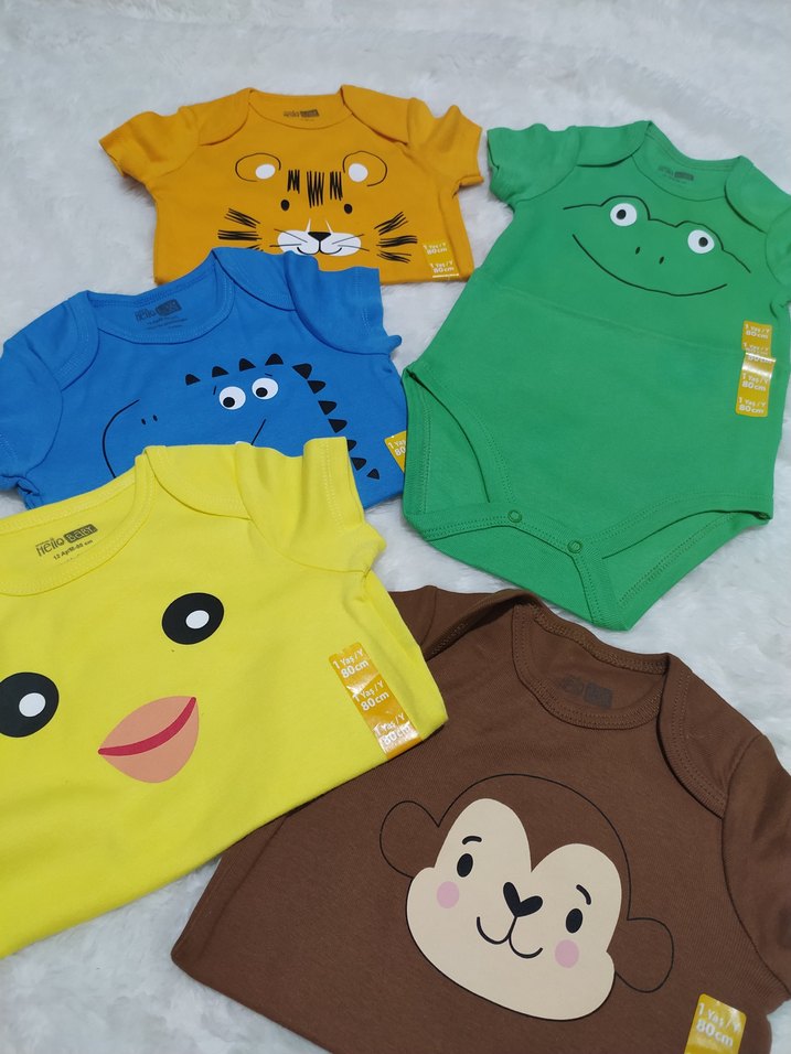 Renkli  Bebek Kısa Kollu Çıtçıtlı Body - Görsel 2