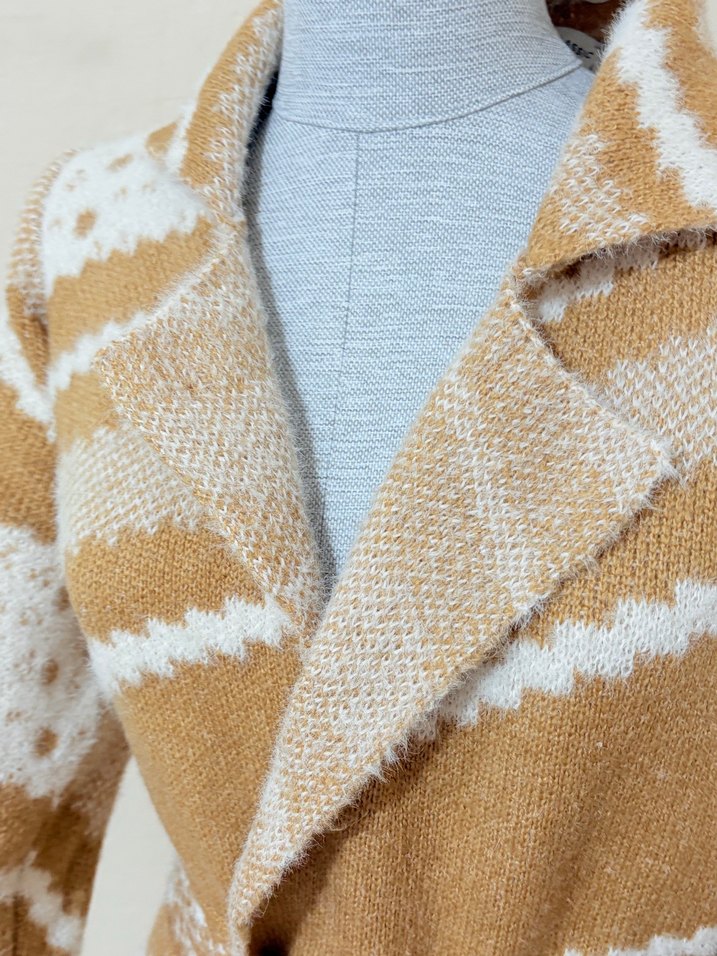 Bej Uzun Örgü Kadın Hırka - Görsel 3