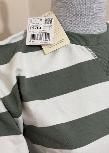 Yeşil-Beyaz Çizgili Sweatshirt - Görsel 3