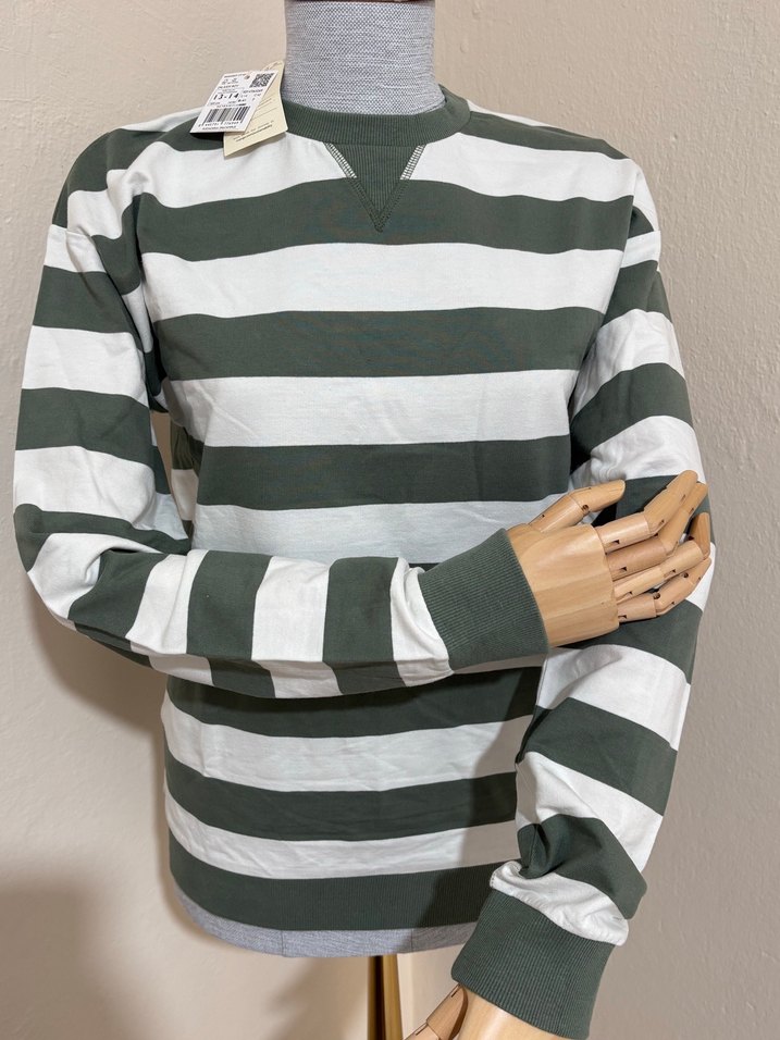 Yeşil-Beyaz Çizgili Sweatshirt - Görsel 5