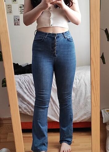 Trendyol İspanyol paça kot pantalon