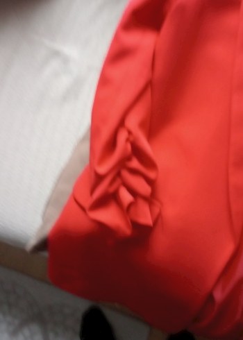 l Beden Kısa Kollu Kırmızı Kadın Blazer Ceket