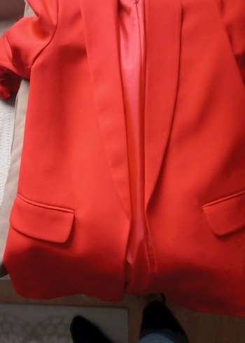 Kısa Kollu Kırmızı Kadın Blazer Ceket
