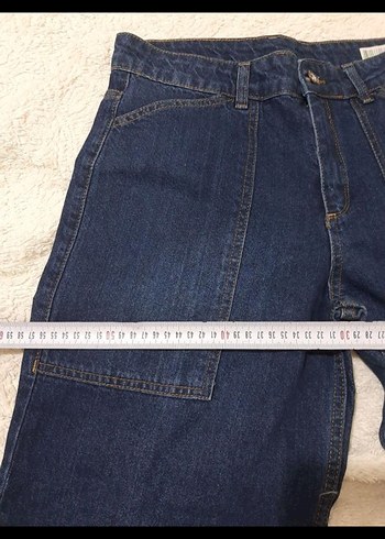 Kadın Lacivert Bol Kesim Midi Kot Pantolon - Görsel 5