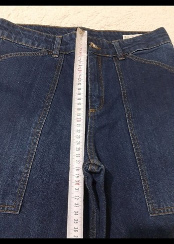 Kadın Lacivert Bol Kesim Midi Kot Pantolon - Görsel 4