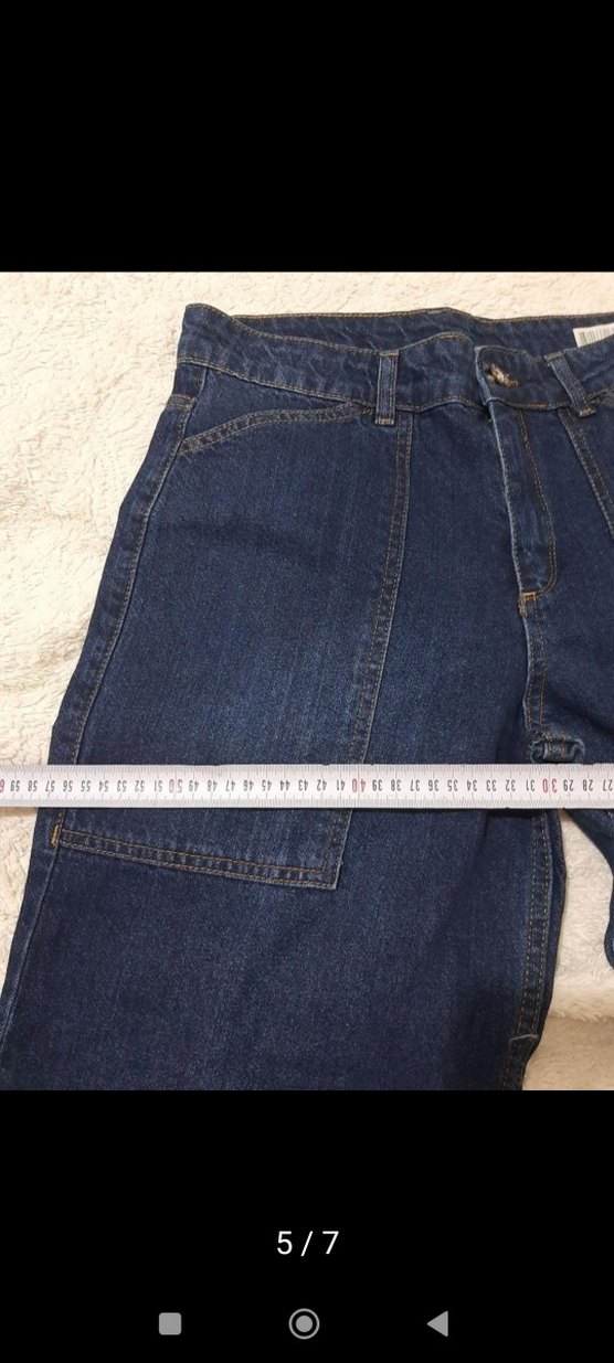 Kadın Lacivert Bol Kesim Midi Kot Pantolon - Görsel 5