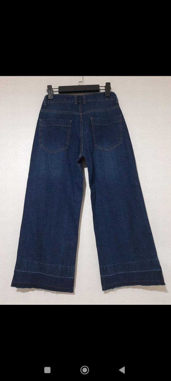 Kadın Lacivert Bol Kesim Midi Kot Pantolon - Görsel 2