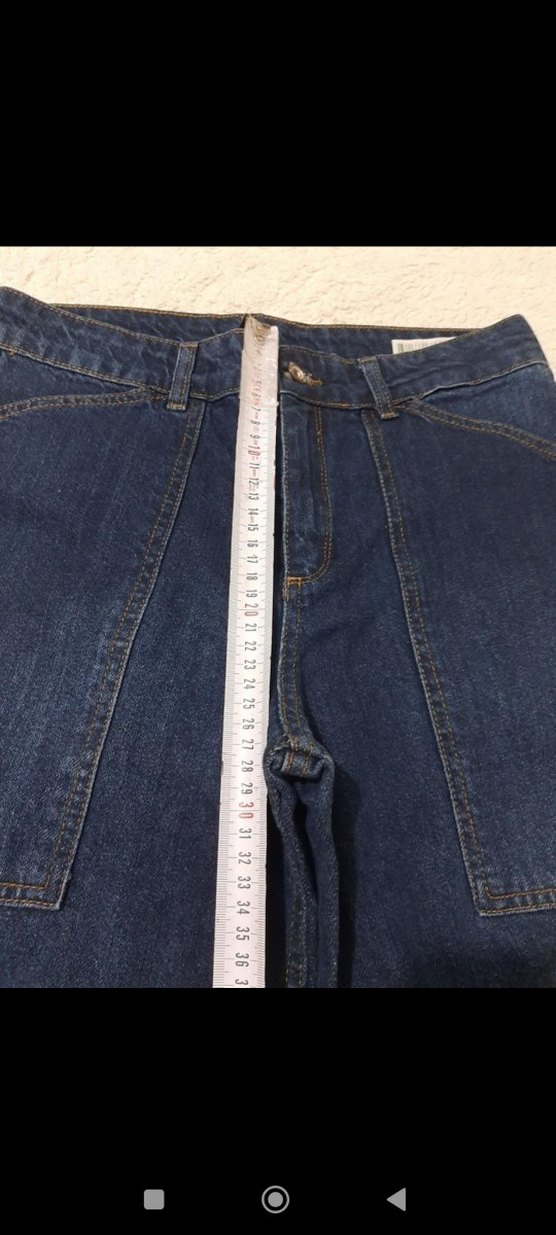 Kadın Lacivert Bol Kesim Midi Kot Pantolon - Görsel 4