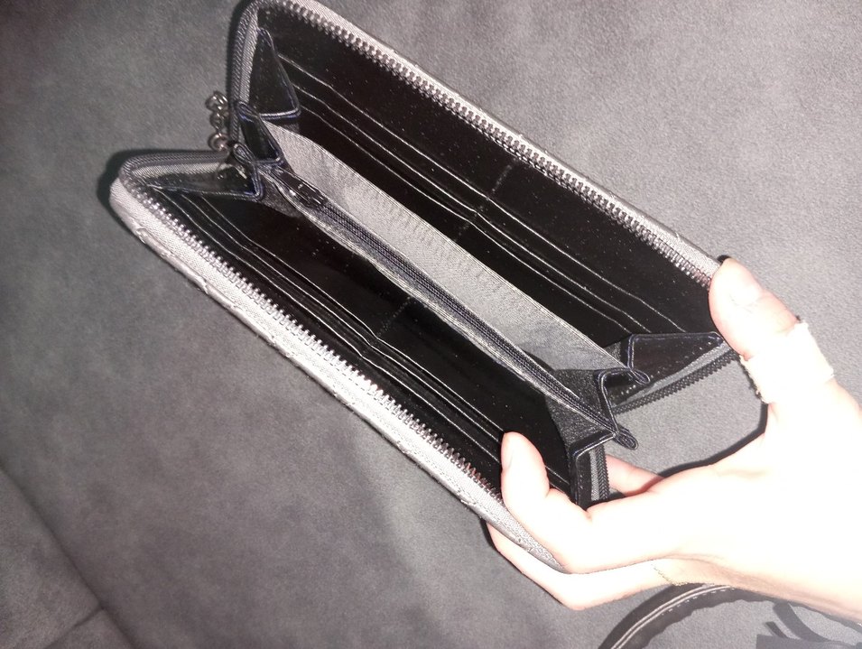 Gri deri Fermuarlı Kadın Cüzdan - Görsel 2