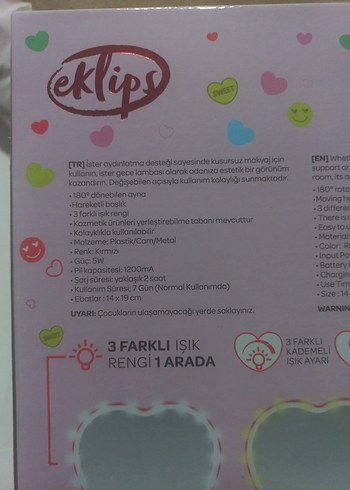 Kalp Şeklinde LED Işıklı Makyaj Aynası - Görsel 4