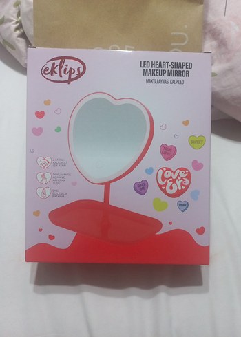 Kalp Şeklinde LED Işıklı Makyaj Aynası - Görsel 2
