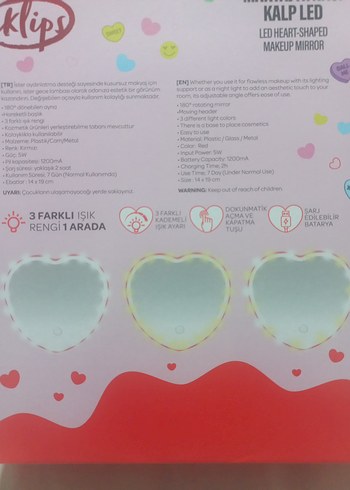 Kalp Şeklinde LED Işıklı Makyaj Aynası - Görsel 3