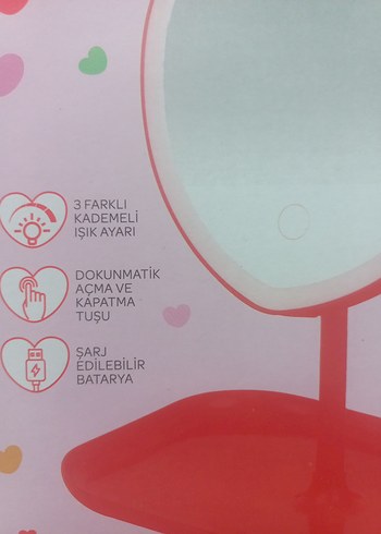 Kalp Şeklinde LED Işıklı Makyaj Aynası - Görsel 6