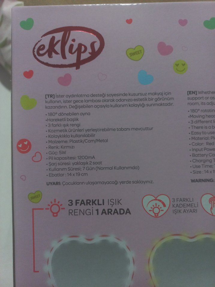 Kalp Şeklinde LED Işıklı Makyaj Aynası - Görsel 4