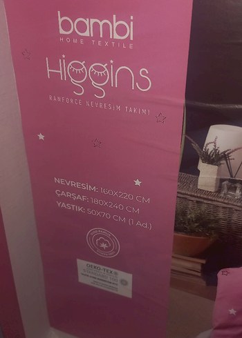 Pembe Baskılı Nevresim Takımı Gri Detaylı Bambi - Görsel 2