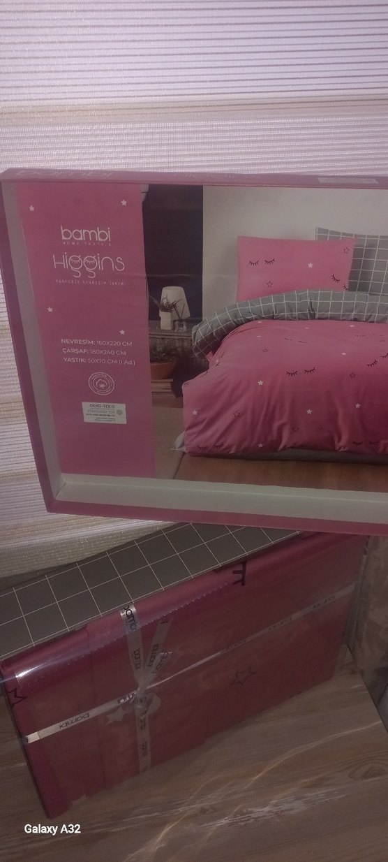 Pembe Baskılı Nevresim Takımı Gri Detaylı Bambi - Görsel 3