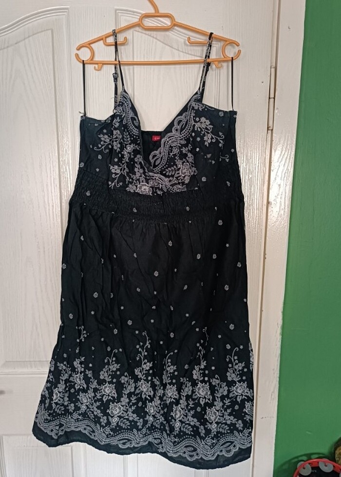 LCW Siyah Beyaz 48 Beden Şık Askılı Elbise  - Görsel 2