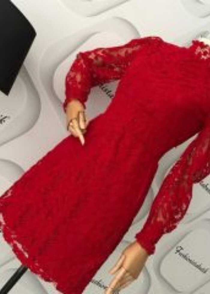 Balıkçı Yaka Dantel Elbise - Görsel 3