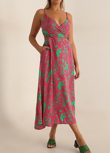 Kadın Kruvaze Midi Kadın Elbise - Görsel 2