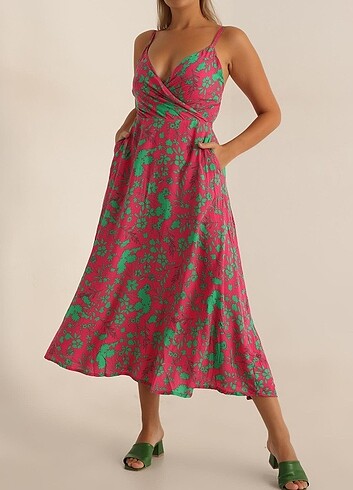 Kadın Kruvaze Midi Kadın Elbise - Görsel 4