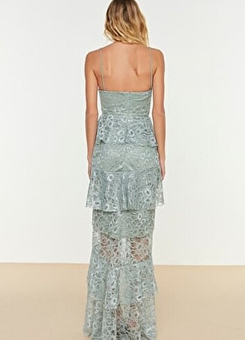 Dantel detaylı Gece Elbisesi - Görsel 5