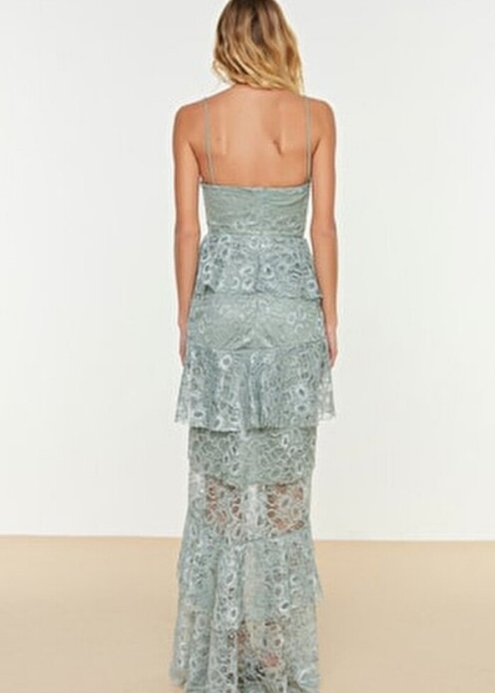 Dantel detaylı Gece Elbisesi - Görsel 5