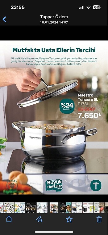 Tupper mastro 5 litre döküm çelik tencere