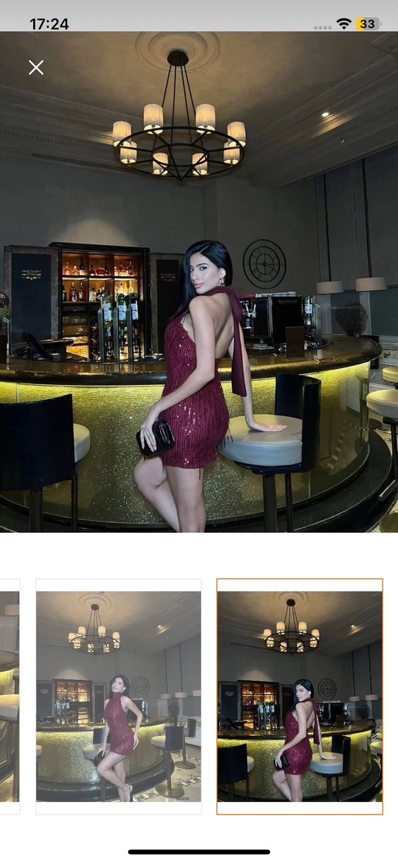 Bordo Straplez Mini Payetli Elbise - Görsel 3