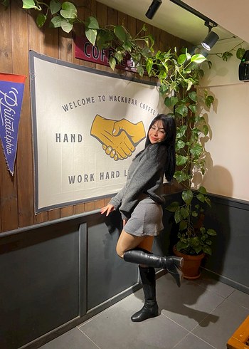 Gri Midi Mini Etek - Görsel 2