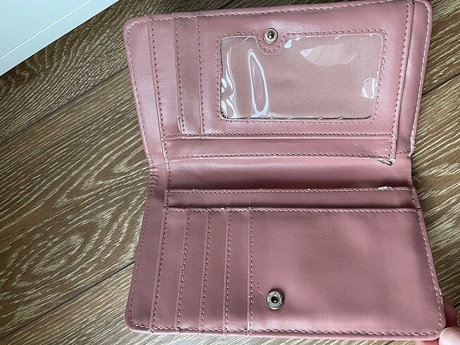  Beden pembe Renk Bershka süet cüzdan