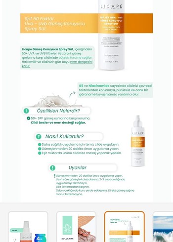 Licape SPF 50+ Güneş Koruyucu Sprey Süt 200 ml - Görsel 2