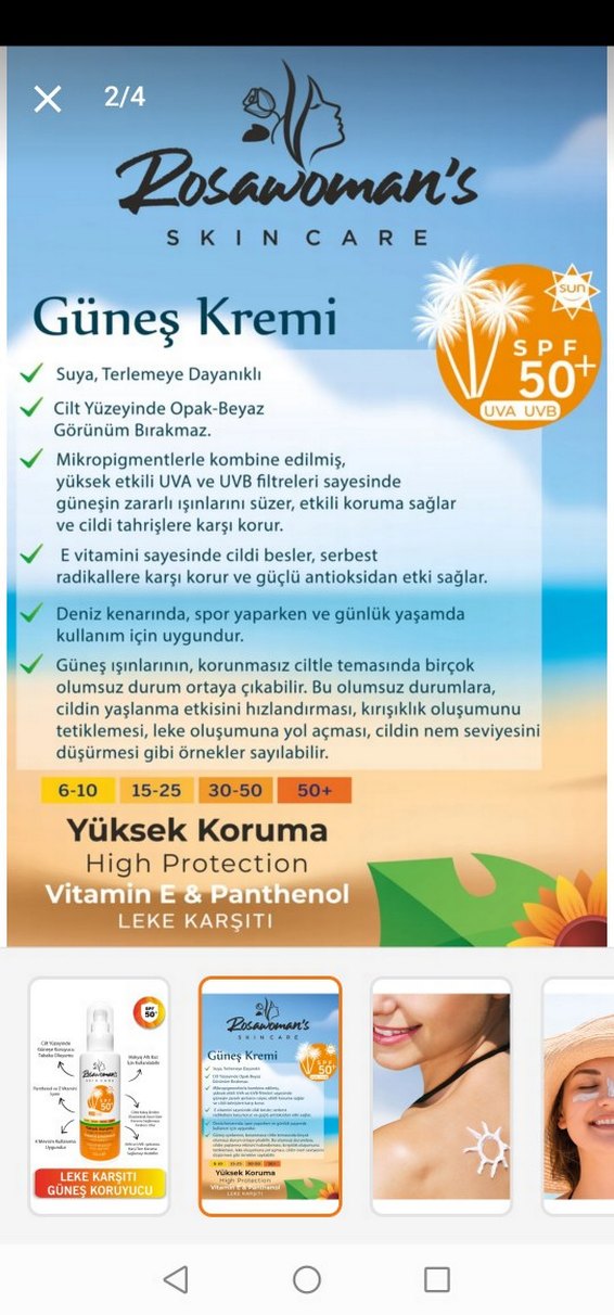 Rosamans SPF 50+ Yüksek Koruma Güneş Kremi 100 ml - Görsel 2