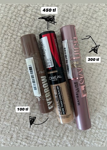 Loreal kapatıcı / maybelline rimel / pastel kaş rimeli