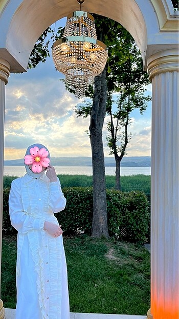 Diğer Feyza yalçınkaya ekru frilly elbise
