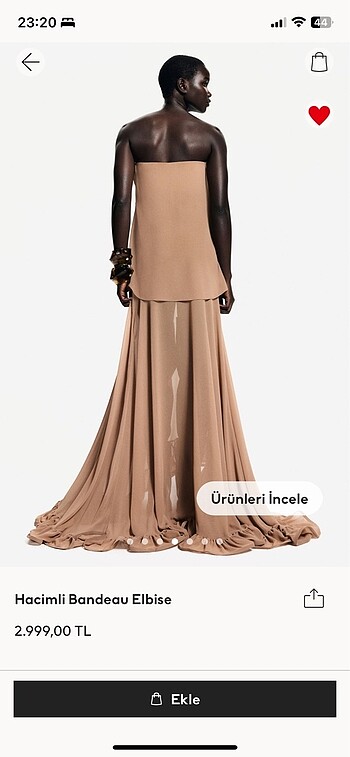 34 Beden camel Renk H&M abiye elbise