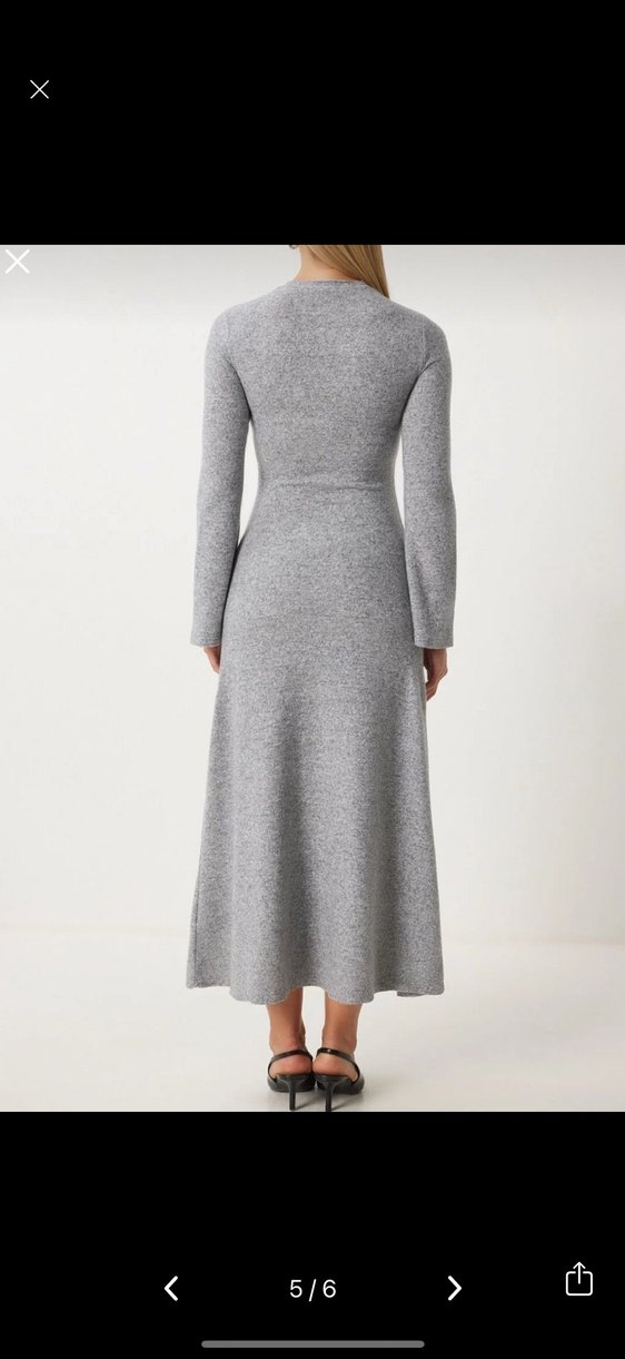 Gri Uzun Kollu Kadın Elbise - Görsel 4