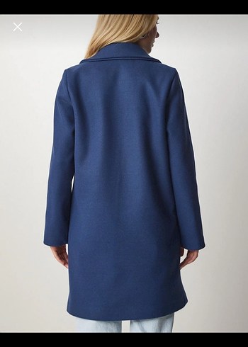 Lacivert Tek Düğmeli Kaban - Görsel 3