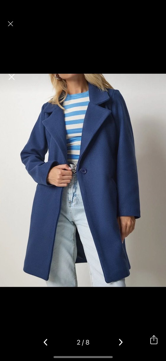 Lacivert Tek Düğmeli Kaban - Görsel 2