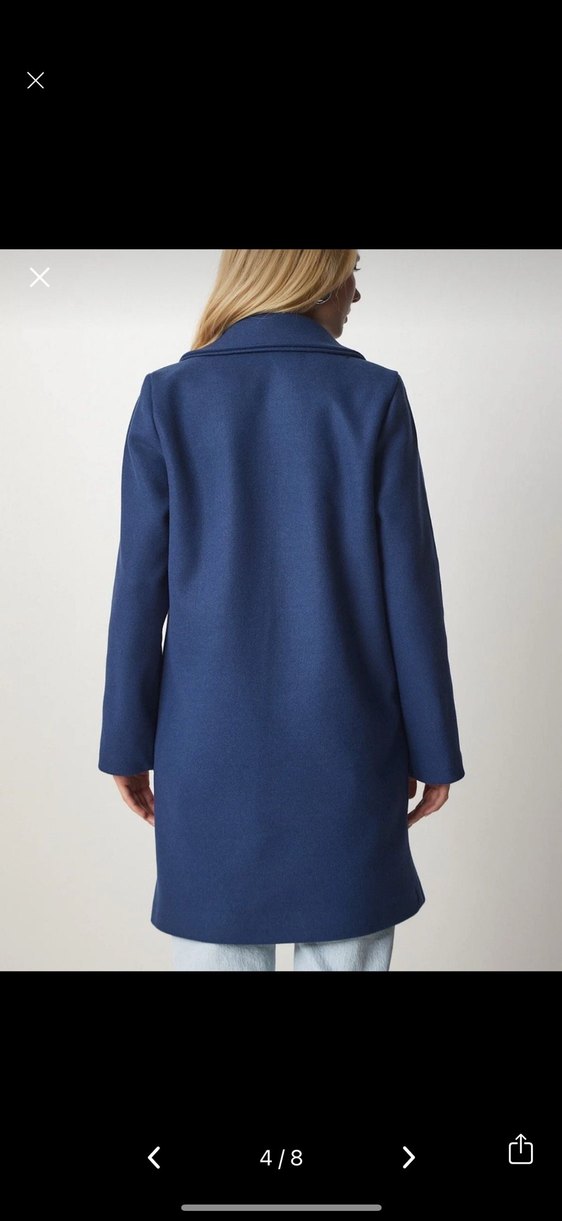 Lacivert Tek Düğmeli Kaban - Görsel 3