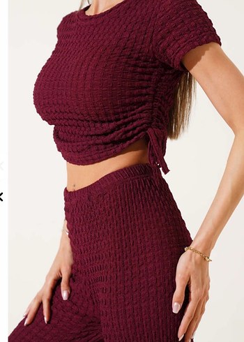 Bordo Triko Bol Paça ikili takım - Görsel 4