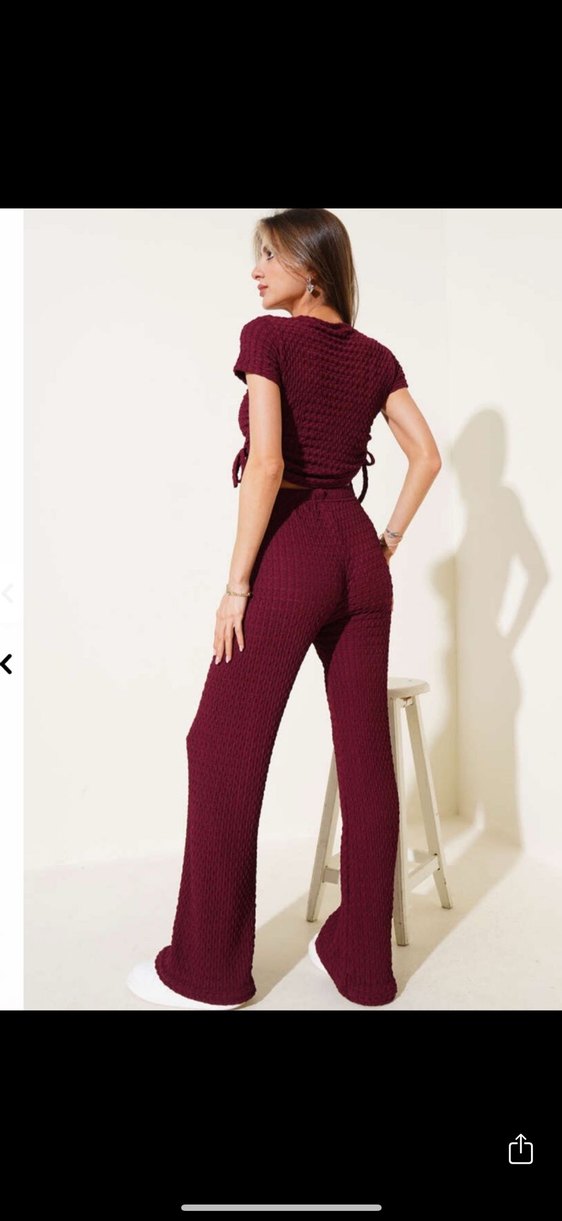 Bordo Triko Bol Paça ikili takım - Görsel 3