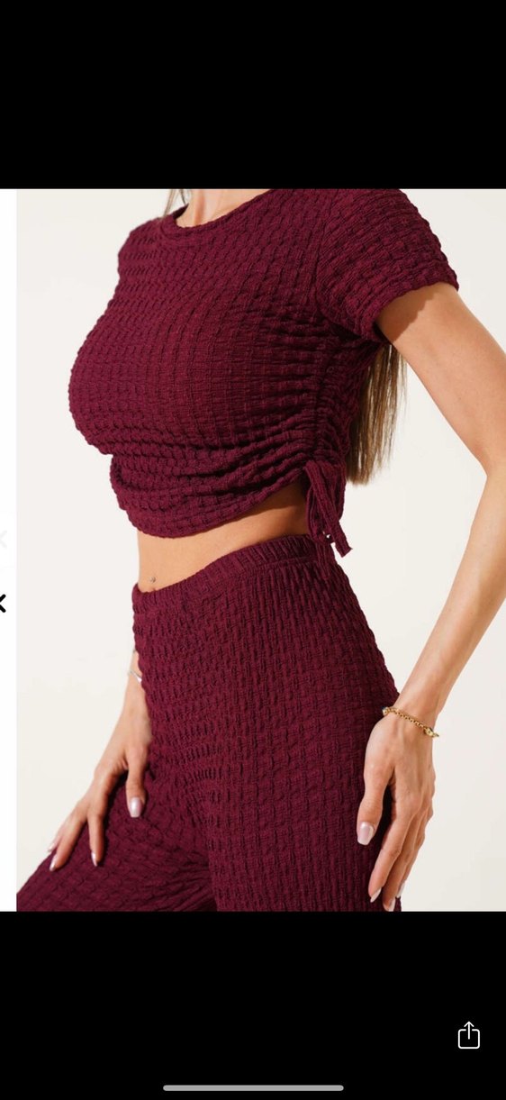 Bordo Triko Bol Paça ikili takım - Görsel 4