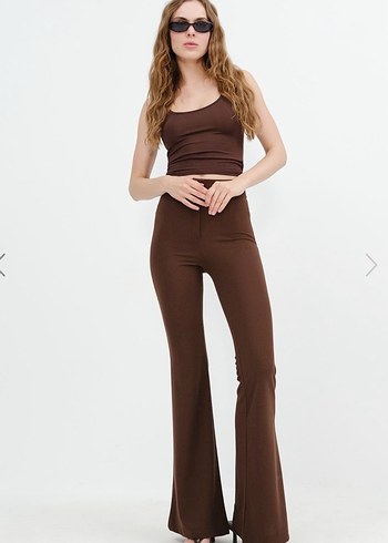 Kadın Kahverengi Regular Fit Kumaş Pantolon