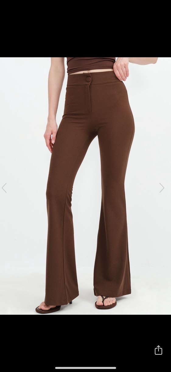 Kadın Kahverengi Regular Fit Kumaş Pantolon - Görsel 2