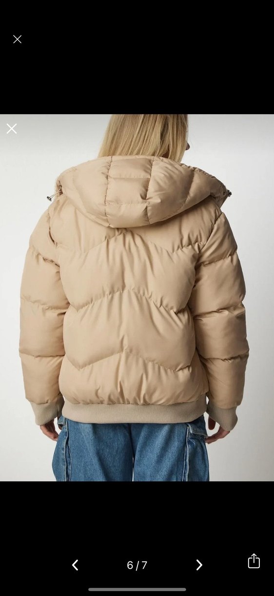 Kürklü Bej Kadın Kışlık Mont - Görsel 3