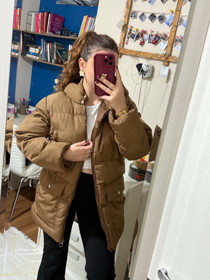 Kadın Kahverengi  Kışlık Mont - Görsel 5