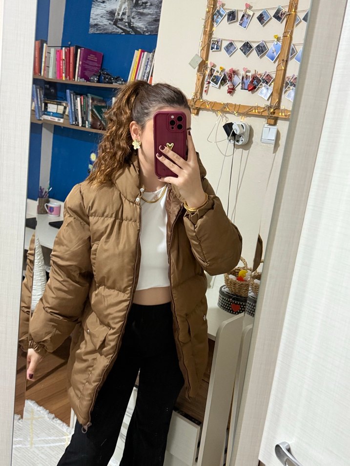 Kadın Kahverengi  Kışlık Mont - Görsel 4