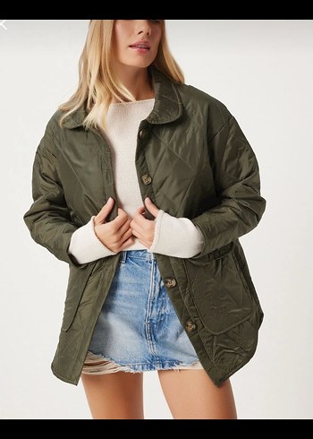 Zara Düğmeli Haki Kadın kopitone Ceket