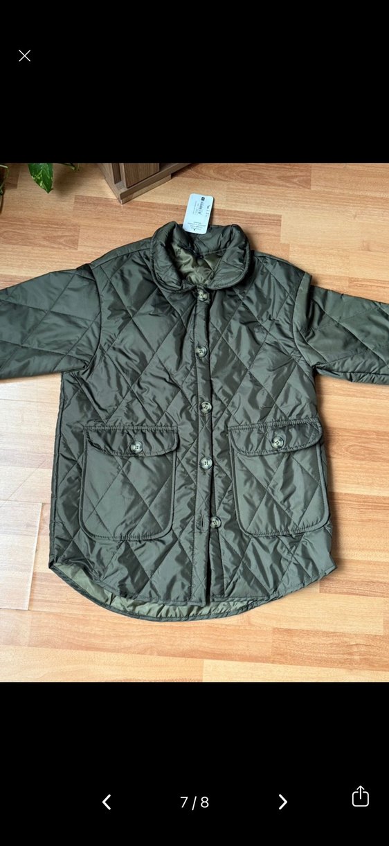 Kadın Haki Düğmeli kapitone ceket - Görsel 3