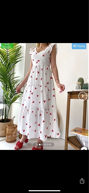Zara Kiraz desenli elbise